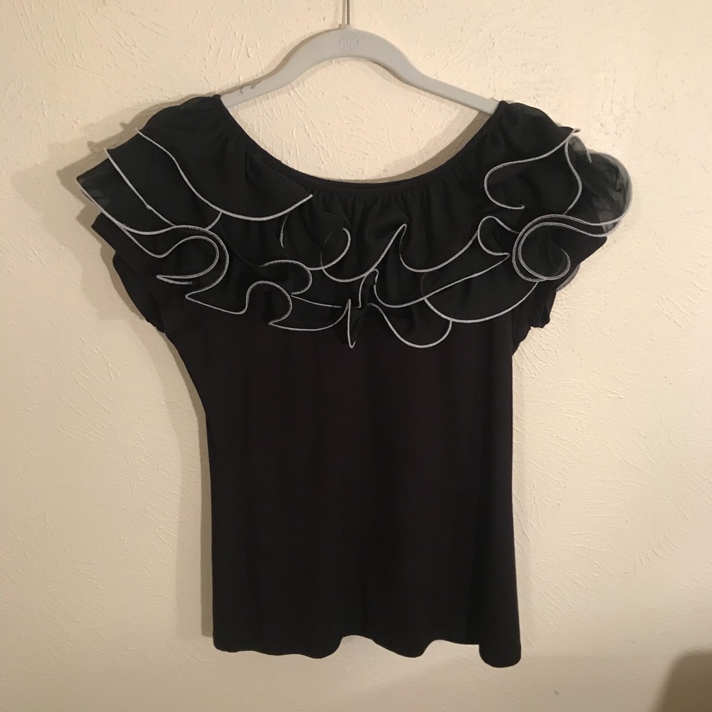 stera black ruffle top